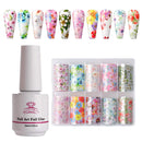 Makartt Nail Art Foil Glue Gel with Flowers Nail Art Foil Transfer Stickers Nail Art Supplies Foil Transfers 10 Rolls Nail Decals Nail Extension Gel Art Decorations for Women Makartt