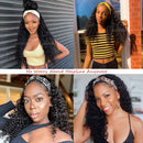 Headband Wig Water Wave Human Hair Wigs Brazilian Hair None Lace Fornt Wigs for Black Women 9A Virgin Hair Glueless Wigs Easy to Wear Curly Wave Wet and Wavy Wigs with Elastic Hair Bands vallbest Store