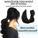 GOO GOO Human Hair Extensions Wire Hair, 95g 18 Inch Natural Black Remy Human Hair Extensions Secret Fish Line Layered Hairpiece Stiraight Wire Hair Extensions for Women GOO GOO