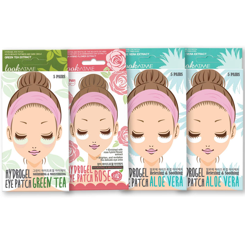 Under Eye Patches for Dark Circles and Puffiness (20 Pairs) - Korean Skin Care Caffeine Collagen Eye Patches for Puffy Eyes -Hydrogel Eye Patch - Under Eye Mask - Aloe Vera Rose Green Tea Gel Eye Pads LOOKATME