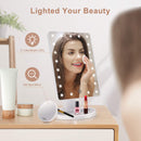 COSMIRROR Lighted Makeup Vanity Mirror with 10X Magnifying Mirror, 21 LED Lighted Mirror with Touch Sensor Dimming, 180°Adjustable Rotation, Dual Power Supply, Portable Cosmetic Mirror (White) COSMIRROR