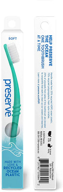 Preserve Ocean Plastic Initiative (POPI) Adult Toothbrush, Made in USA from Recycled Ocean Plastic, Neptune Green, Soft, 6 Count Preserve Store
