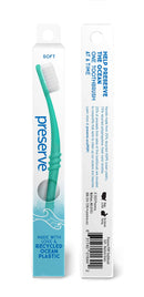 Preserve Ocean Plastic Initiative (POPI) Adult Toothbrush, Made in USA from Recycled Ocean Plastic, Neptune Green, Soft, 6 Count Preserve Store