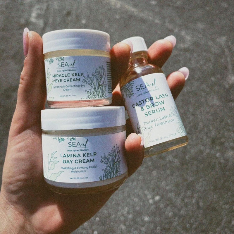 Sea El Castor Lash & Brow Serum Organic Castor Oil Rosemary Oil & Black Seed Oil Hair Conditioner - Eyelashes & Eyebrow Thickening & Growth Essentials for Women & Men - 1 fl oz Bottle (Pack of 2)