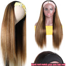UNice Ombre Blonde Highlight Human Hair Headband Wigs for Black Women Brazilian Virgin Hair Glueless Brown mixed honey Blonde Streaks None Lace Front Straight Human Hair Wig T1B412 Colored 24 inch UNICE Store
