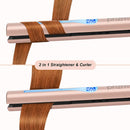 Prizm Professional 1” Hair Straightener and Curler 2 in 1, Ceramic Tourmaline Flat Curling Iron with Adjustable Temperatures for All Hair Types, Dual Voltage for Travel, Gold & Rock Grey Prizm Store