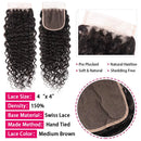 Water Wave Bundles with Closure Brazilian Curly Weave Bundles with Closure Unprocessed Wet and Wavy Bundles with 4x4 Free Part Lace Closure Human Hair Extensions Natural Color(24 26 28 +20) Alimog Store