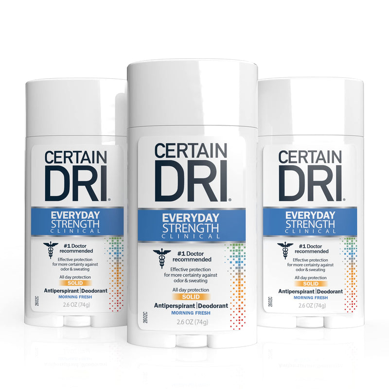 Certain Dri Everyday Strength Clinical Antiperspirant Deodorant for Men and Women Doctor Recommended Hyperhidrosis Treatment, 2.6 Ounce (Pack of 3) Certain Dri
