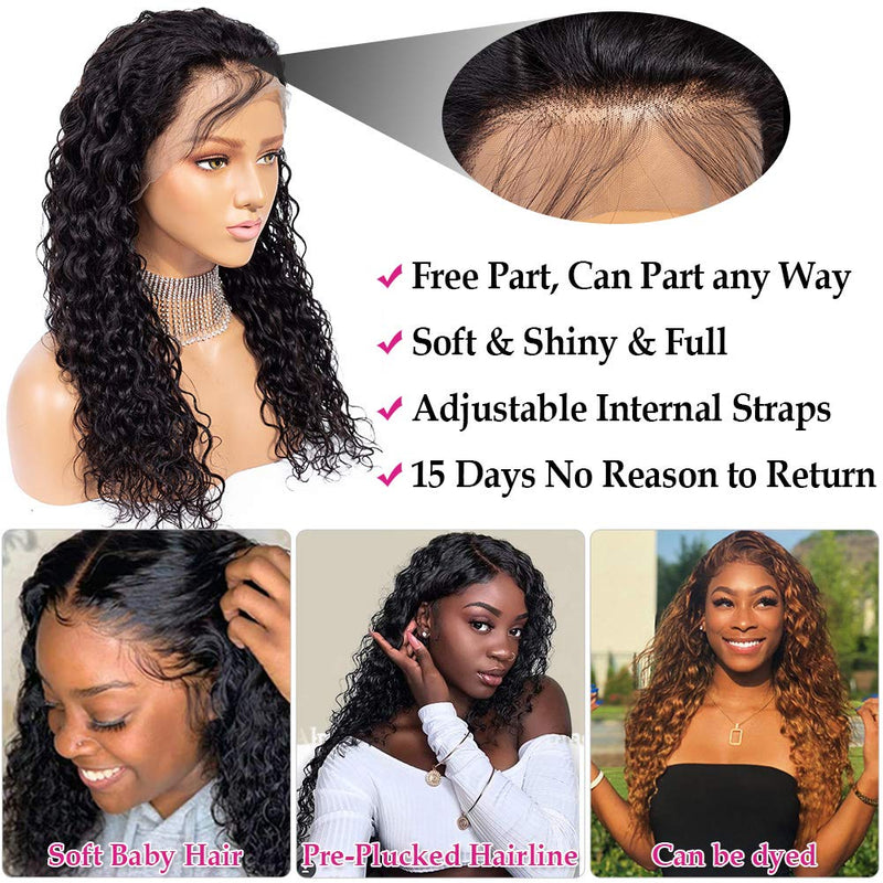 Alibeauty Lace Front Wigs Human Hair For Black Women 150% Density Brazilian Water Wave Human Hair Wigs with Baby Hair Pre Plucked Natural Hairline Wigs(22 Inch) Alibeauty Store