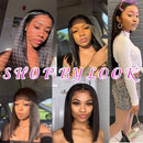 Nvnvdij U Part Wigs Straight Brazilian Virgin Human Hair 2''x 4'' U Shape Glueless Wigs 150% Density Natural Black With Straps Combs For Black Women(16inch ,Straight Wig) Nvnvdij