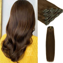 Lacer Hair Extensions Clip In Real Human Hair Extensions 120g 7 Pieces Silky Straight Weft Remy Human Hair Clip in Hair Extensions Chocolate Brown