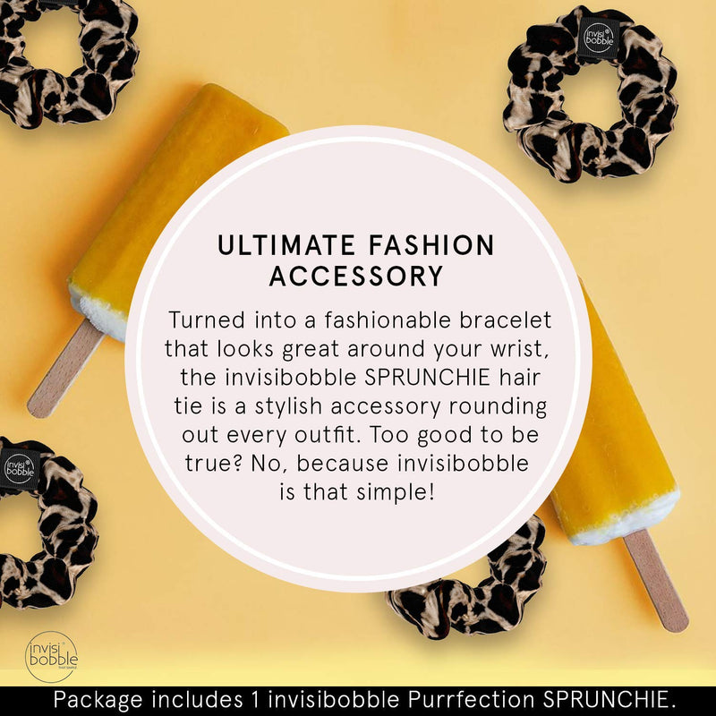 invisibobble Sprunchie Spiral Hair Ring - Purrfection - Scrunchie Stylish Bracelet, Strong Elastic Grip Coil Accessories for Women - Gentle for Girls Teens and Thick Hair invisibobble