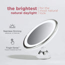 Fancii 10X Magnifying Makeup Mirror with True Natural Light and Locking Suction - 8 inch Large Lighted Travel Vanity Mirror, Dimmable Daylight LEDs, Battery and USB Operated - Luna (Silver) Fancii Store