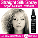 Straight Silk Spray with Moroccan Argan Oil | Hair Straightening Protector & Detangler | Alcohol-Free | Heat Protectant up to 450°F | Flat-Iron | Blow-Dry | Unscented | Hair Spray | MADE IN USA (6oz) JuniorLabs