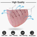 Sparkly Mesh Face Mask Reusable Face Bandanas Decorative Halloween Nightclub Costume Party Masks for Women (#Black + #Dark Pink + #Blue)