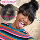 QTHAIR 12A Grade Body Wave Wigs With Bangs Virgin Brazilian None Lace Front Wigs Human Hair Wigs 150% Density Glueless Machine Made Wigs For Black Women(22 inch, Body wave) QTHAIR Store