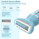 Electric Razor for Women, EESKA 2-in-1 Womens Shaver Bikini Trimmer Body Hair Removal for Face Legs and Underarm, Portable Ladies Shaver, IPX7 Waterproof Wet and Dry, Type C USB Recharge Blue EESKA