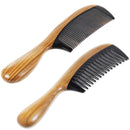 Onedor Extra Length Handmade 100% Natural Green Sandalwood With Buffalo Horn Wide tooth and Fine Tooth Hair Combs - Anti-Static Sandalwood Scent Natural Hair Detangler Wooden Combs for Women (Wide & Fine Tooth Combs) Onedor