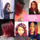 Ombre Lace Closure Wigs 4x4 Lace Front Wig, Straight Human Hair Wigs with Baby Hair, Drak Red Pre Plucked Glueless Brazilian Hair Lace Wigs (18", 1B/99J, Straight, 150% Density) ALISFEEL
