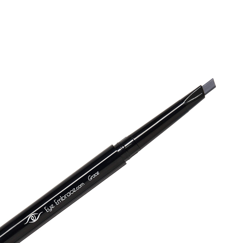 Eye Embrace Grace: Medium Gray Eyebrow Pencil – Waterproof, Double-Ended Automatic Angled Tip & Spoolie Brush, Cruelty-Free Eye Embrace
