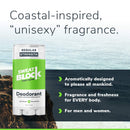 SweatBlock Deodorant & Antiperspirant Solid for Men and Women, Regular Strength Sweat & Odor Protection, Coastal Fresh Fragrance, Easy, Clean, Smooth Glide - (2-Pack) SweatBlock