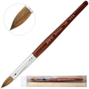 PANA USA Pure Kolinsky Hair Acrylic Nail Brush - Oval Crimped Mahogany Wood Handle (Size 12) PANA