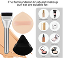 Flat Foundation Brush and Powder Puff Set, Korean Makeup Brush Teardrop Sponge for Liquid Foundation,Premium Face Makeup Brush Sponge for Blending Cream Setting Powder Infinity Warehouse