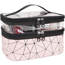 MKPCW Makeup Bags Double layer Travel Cosmetic Cases Make up Organizer Toiletry Bags (Pink) MKPCW Store