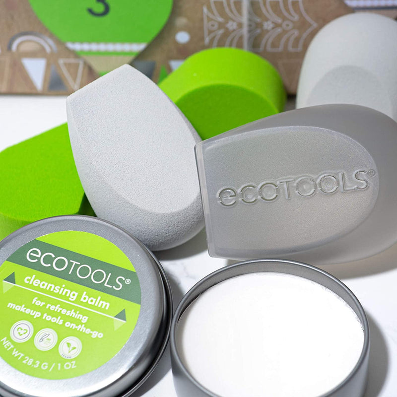 Ecotools Beauty Makeup Sponge Set, 4 Blenders, With Sponge and Brush Cleaner, Includes Travel Accessory Case EcoTools