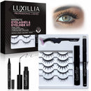 Luxillia Magnetic Eyelashes Kit – 16 Piece Magnetic Eyelash & Eyeliner Set with Applicator – Natural Look Easy Apply Reusable Fake Extension Lashes, No Glue – Pestañas Postizas Magnéticas Naturales Infinity Warehouse