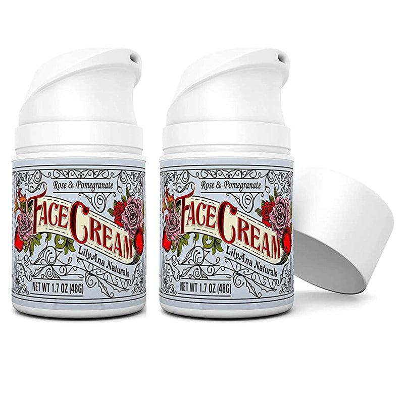 Face Cream Moisturizer for Women - Anti-Aging Wrinkle Cream for Face, Face Moisturizer For Dry Skin, Dark Spot Brightening, Rose and Pomegranate Extracts - 1.7oz - 2 Pack LilyAna Naturals Store