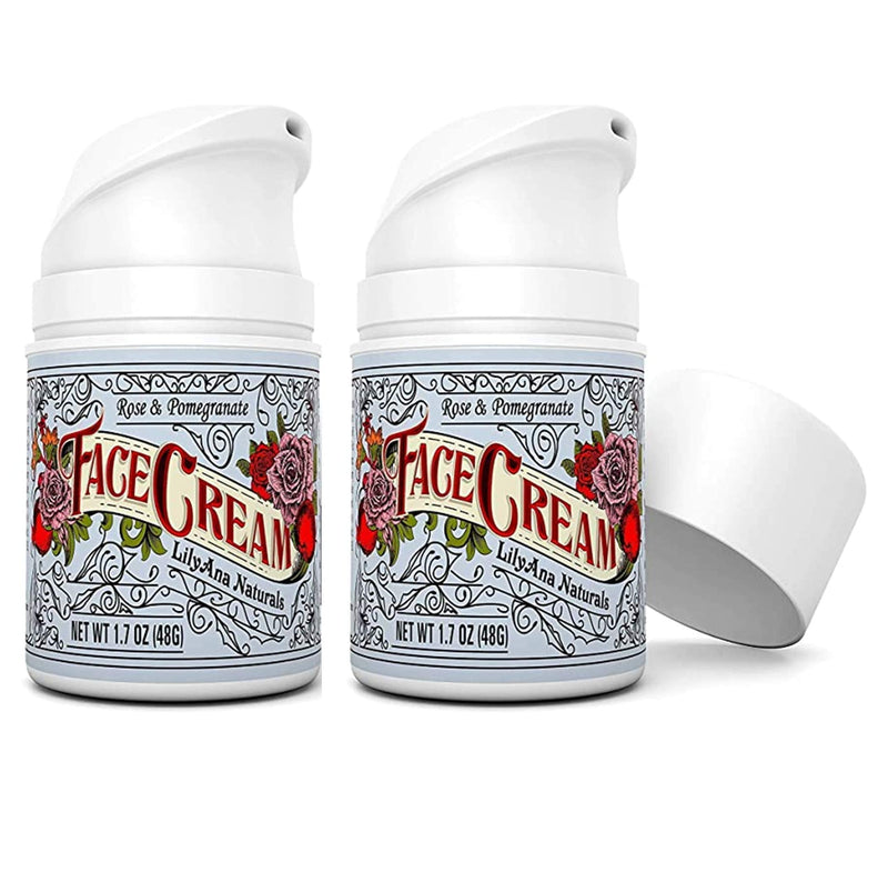 Face Cream Moisturizer for Women - Anti-Aging Wrinkle Cream for Face, Face Moisturizer For Dry Skin, Dark Spot Brightening, Rose and Pomegranate Extracts - 1.7oz - 2 Pack LilyAna Naturals Store