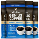 VitaCup Genius Ground Keto Coffee w/Turmeric, MCT Oil, B Vitamins, D3, Ground Coffee Medium Dark Roast, Bold & Smooth, 100% Arabica Coffee Grounds, 11 oz Infinity Warehouse