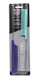 Allegro Combs XL Pintail Rat Tail Combs Parting Combs Metal Tail Foiling Combs Pin Combs 2 Pc. (PURPLE & MINT) Allegro Combs