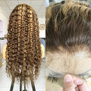 ISEE Hair Transparent Lace Front Wigs Human Hair Deep Wave Wigs 150% Density 13X4 Lace Frontal Human Hair Wigs for Black Women Pre Plucked with Baby Hair (18 Inches, Honey Blonde Highlights) ISEE