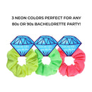 Neon 80s Scrunchies I 12 Pack I Bachelorette Party Favor Hair Ties I Team Bride Hair Ties I Bridesmaid Hair Tie Pop Fizz Designs