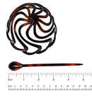 Parcelona French Swirls Celluloid Tortoise Shell Chignon Hair Updo Bun Cover Cap Cage With Large Extra Hair Stick - 3.5 Inch Diameter Parcelona