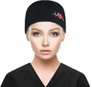 QBA Adjustable Working Cap with Button Long Hair, Sweatband Cotton Ponytail Holder, Tie Back Hats for Women & Men, One Size QBA