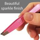 Tweezers – Surgical Grade Stainless Steel - Slant Tip for Expert Eyebrow Shaping and Facial Hair Removal – with Protective Pouch (Bubblegum Pink) Zizzili Basics