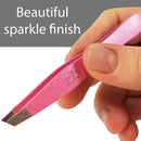 Tweezers – Surgical Grade Stainless Steel - Slant Tip for Expert Eyebrow Shaping and Facial Hair Removal – with Protective Pouch (Bubblegum Pink) Zizzili Basics