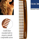 Giorgio G47 Large 6 Inch Hair Detangling Comb, Wide Teeth for Thick Curly Wavy Hair. Long Hair Detangler Comb For Wet and Dry. Handmade of Quality Cellulose, Saw-Cut, Hand Polished, Tortoise Shell GIORGIO