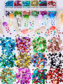 Spearlcable Nail Art Decoration Kit,50 Sheets Nail Stickers Crystal Rhinestones Set Holographic Butterfly Glitter Nail Foil Nail Tape Strips Iridescent Nail Sequins Flake for Acrylic Nail Art Spearlcable