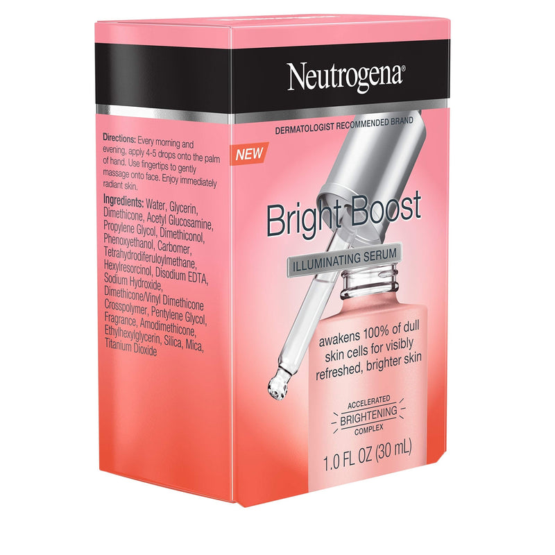 Neutrogena Bright Boost Illuminating Face Serum with Neoglucosamine & Turmeric Extract for Even Skin Tone, Resurfacing Serum for Face to Reduce Dark Spots & Hyperpigmentation, 1 Fl Oz Neutrogena