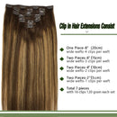GOO GOO Clip in Hair Extensions Balayage Chocolate Brown to Caramel Blonde Remy Human Hair Extensions 7pcs 120g 20 Inch Long Hair Extensions Clip in Human Hair Straight Hair GOO GOO
