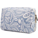 Large Makeup Bag Zipper Pouch Travel Cosmetic Organizer for Women and Girls (Large, Blue Leaf) Narwey Store