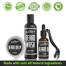 Beard Growth Kit - Complete Beard Grooming Kit for Men with Titanium Microneedle Beard Roller, Natural Beard Oil, Wash, Balm for Hair Growth & A Wooden Comb, Growth Guide, Travel Pouch, Gifts for Men WILDLINERS