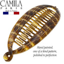 Camila Paris CP1040 5.5 inch French Banana Clip Hair Comb Classic Girls Updo Flexible Ponytail Holder Interlocking Banana Combs, Fashion Durable Styling Hair Accessories for Women, Made in France Camila