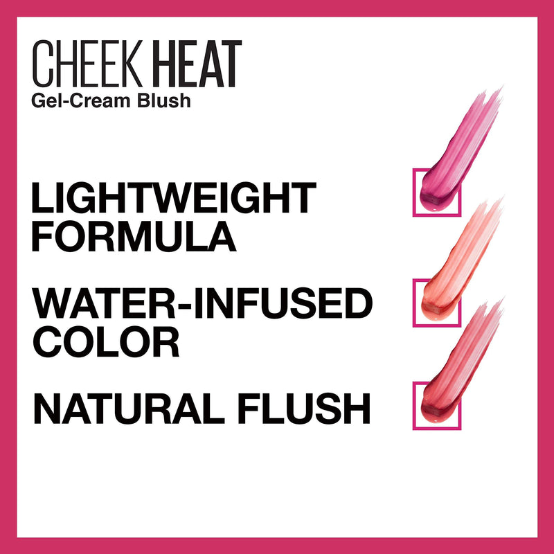 Maybelline Cheek Heat Gel-Cream Blush Makeup, Lightweight, Breathable Feel, Sheer Flush Of Color, Natural-Looking, Dewy Finish, Oil-Free, Nude Burn, 1 Count Maybelline New York