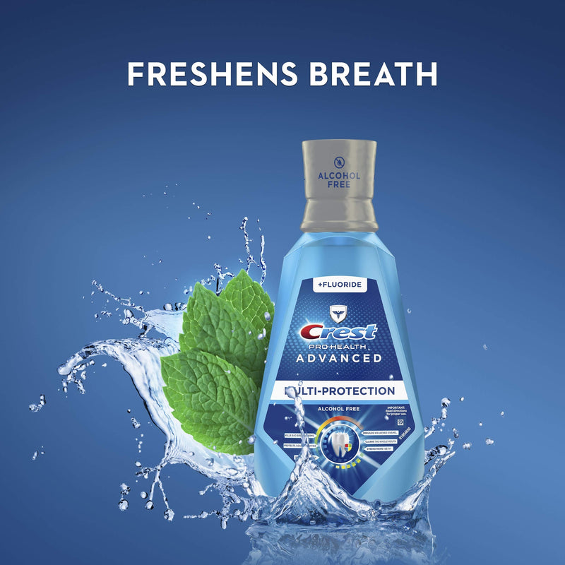 Crest Pro-Health Advanced Mouthwash, Alcohol Free, Multi-Protection, Fresh Mint, 500 ml, 16.9 Fl Oz Crest