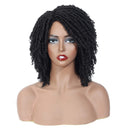 8" Synthetic Dreadlock Twist Wigs for Black Women Braided Faux Locs Crochet Hair Wigs with Curly Ends Heat Resistant Afro Short Curly Daily Wigs 1B Color DAIXI